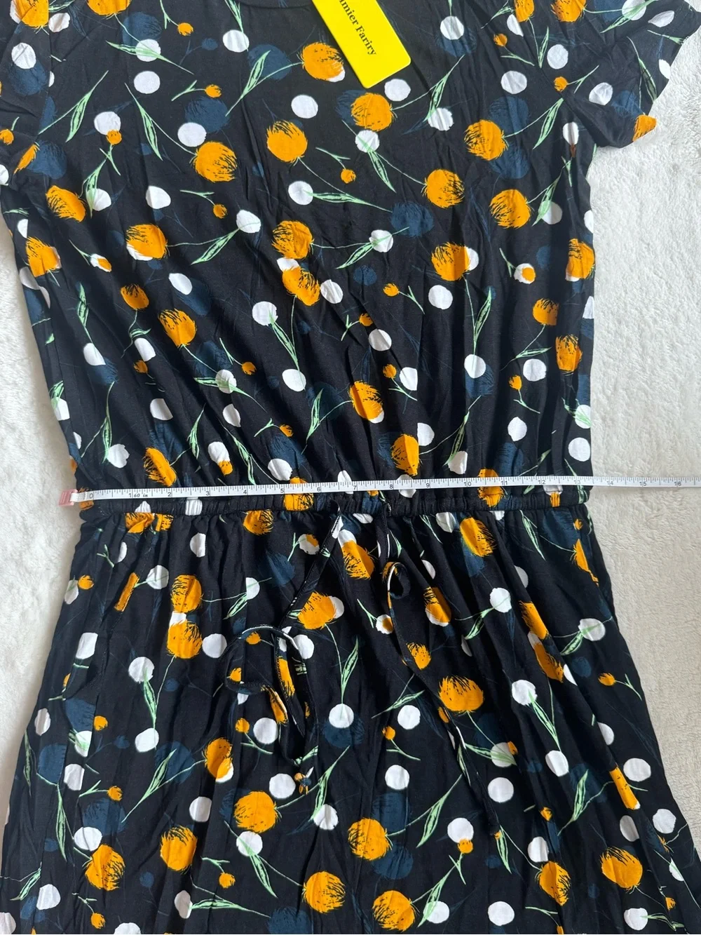 Simier Fariry Black Floral Midi Dress — Size M - NWT